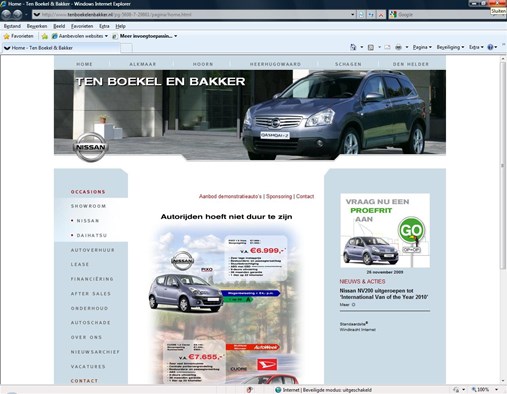 Website Autobedrijf Ten Boekel & Bakker is een inzending voor de Standaardsite Awards 2009. 