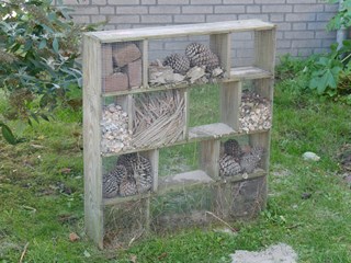 We bieden ruimte voor kleine beestjes met het insectenhotel op 't Hoepeltje - Foto Groen Cement