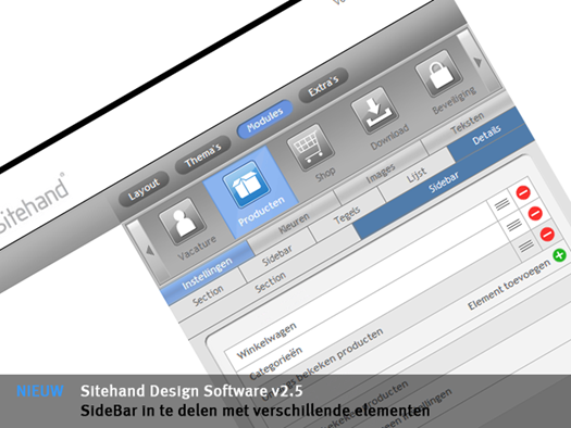 De SideBar is in de Design software samen te stellen voor verschillende niveaus
