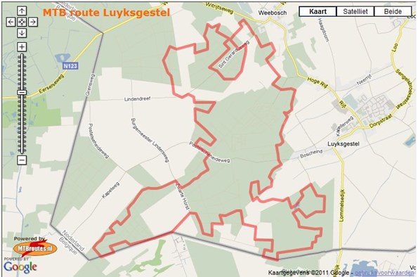Routekaart Luyksgestel, de Kempen, Noord Brabant