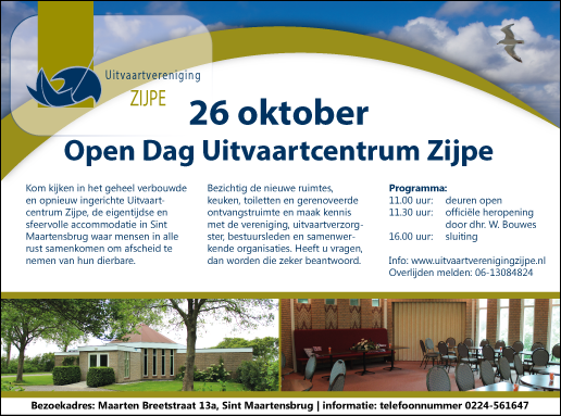 Uitvaartvereniging Zijpe organiseert Open Dag in gerenoveerd Uitvaartcentrum Zijpe